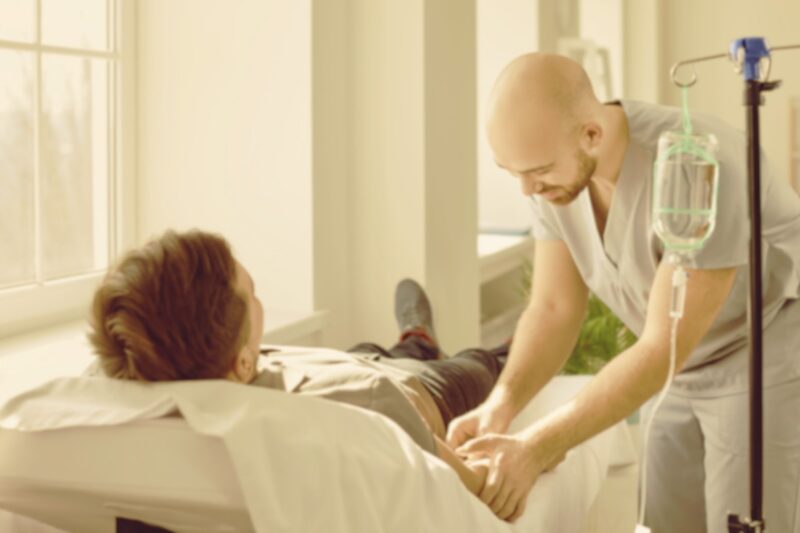 A man taking an infusion